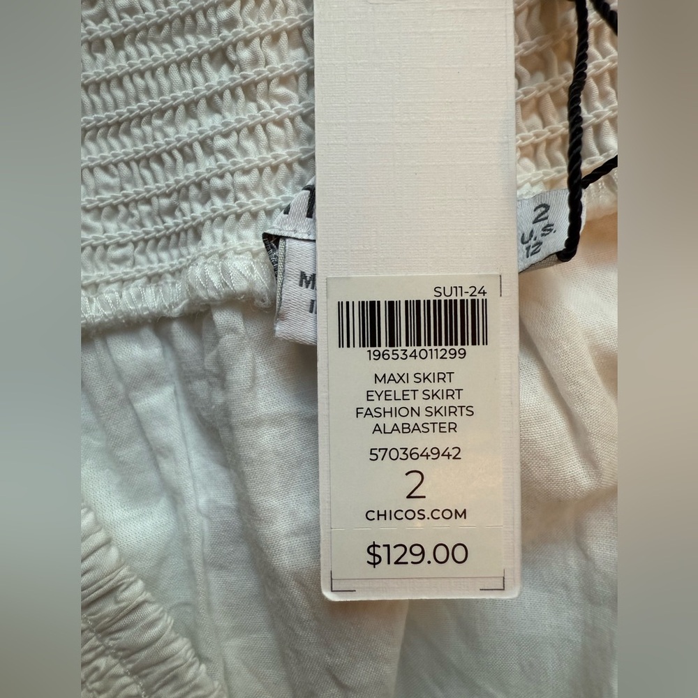 Elegant White Lace Maxi‎ Skirt poplin pull on Chico’s size 12 - Picture 12 of 13